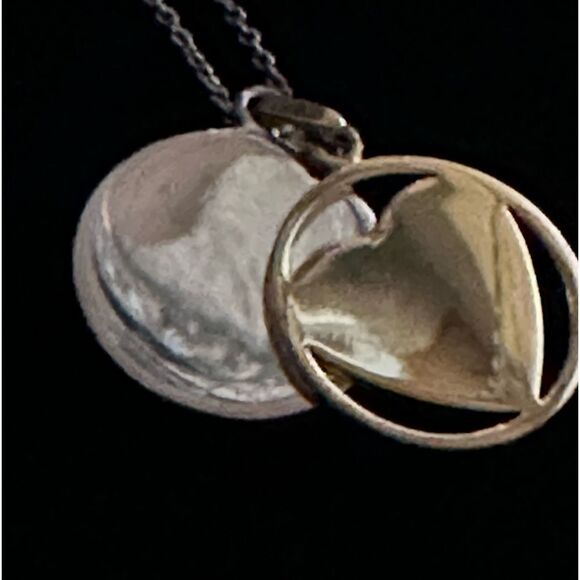 GOLD VERMEIL /SSILVER PENDANT HEART NECKLACE - Picture 6 of 8